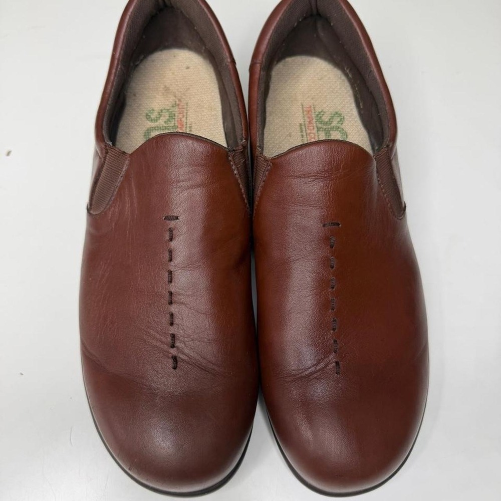 SAS Brown Leather Comfort Slip-On Loafers Granny core
